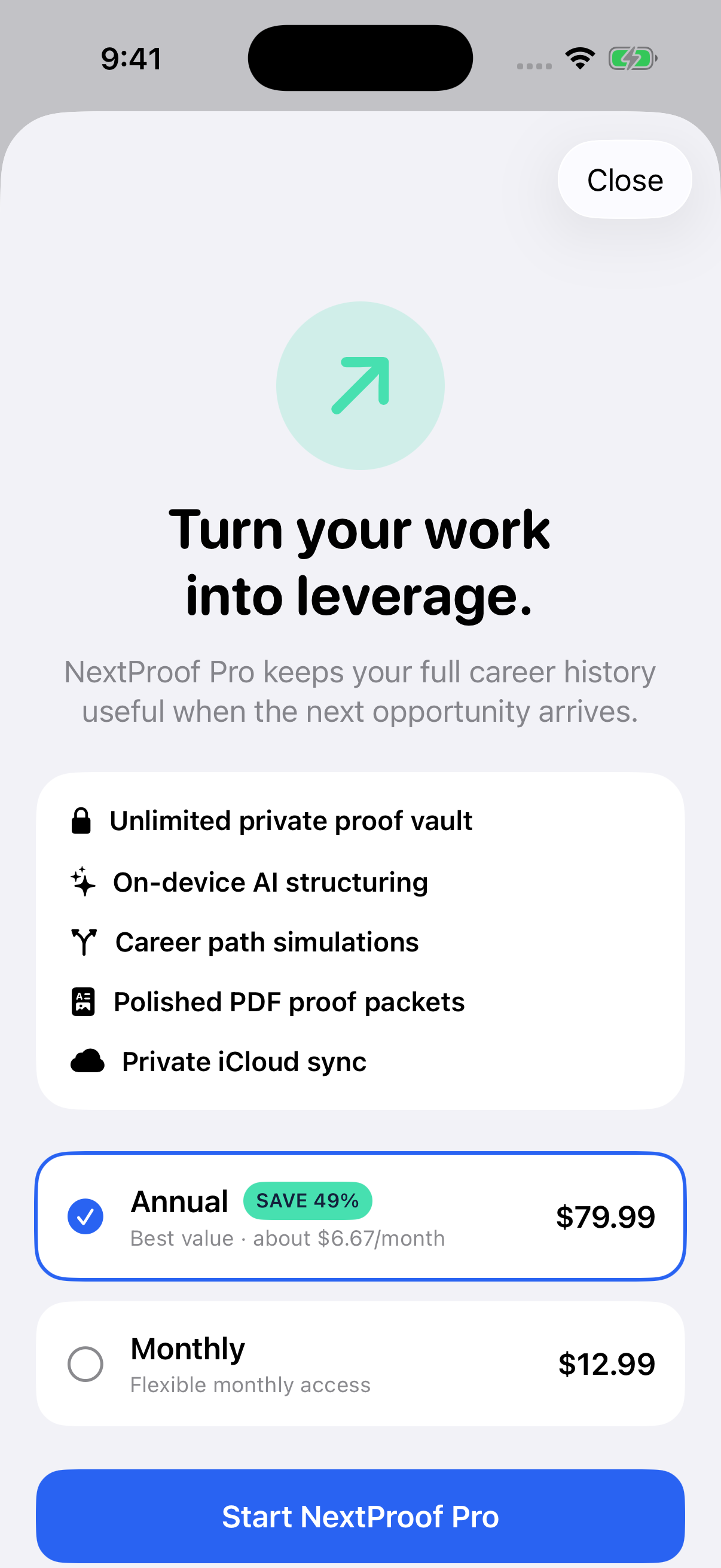 NextProof Pro subscription options and feature summary